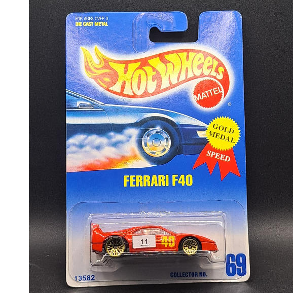1991 Hot Wheels - Ferrari F40 - Red - Gold Medal - Balap - #11