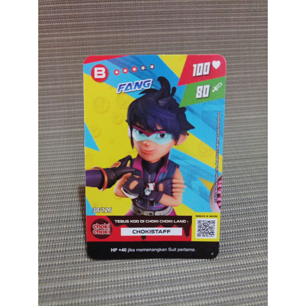 Kartu choki choki boboiboy monsta galaxy fang 38/126