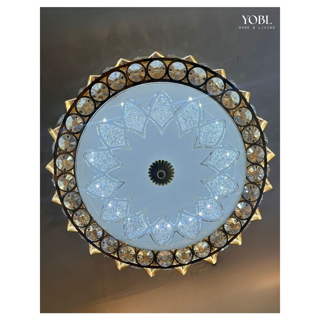 Lampu Hias Plafon LED Bulat Gold Klasik 40cm