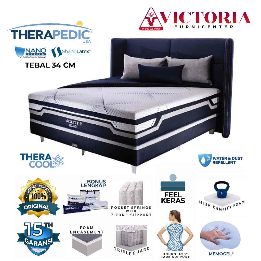 Therapedic  Agility F  Fullset  Full Set  120 x 200  120x200  Kasur Spring Bed Springbed Termurah Pa