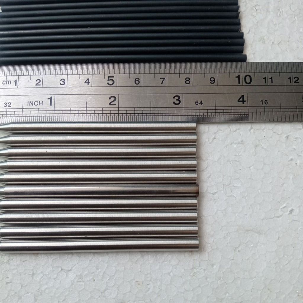 AS STENLES 5MM PANJANG 8CM ID 3MM + AS BAJA HITAM 3MM 10PCS