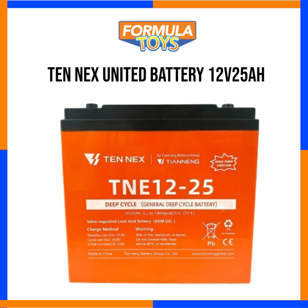 BATTERY AKI MOTOR LISTRIK/SEPEDA LISTRIK TEN NEX UNITED BATTERY 12V25AH