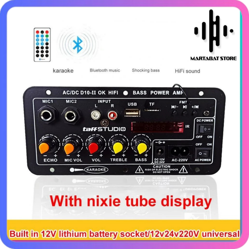 Amplifier Board Audio Bluetooth Amplifier Karaoke Bluetooth with Digital Screen - D10