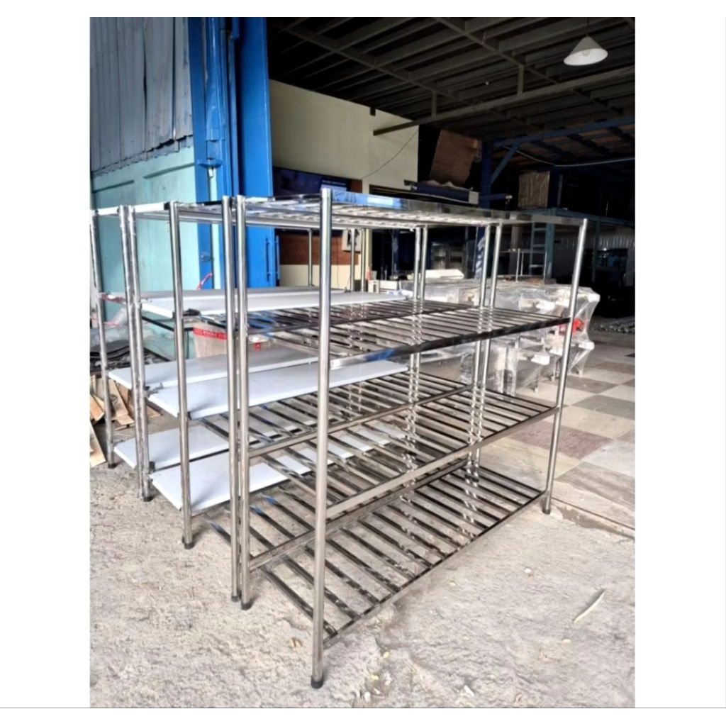 Rak peniris MBG 4 susun stainless 201 / rak peniris dapur MBG / rak stainless