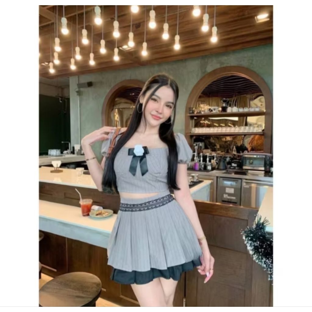 Setelan Rok Pendek Wanita Import Bangkok 1063