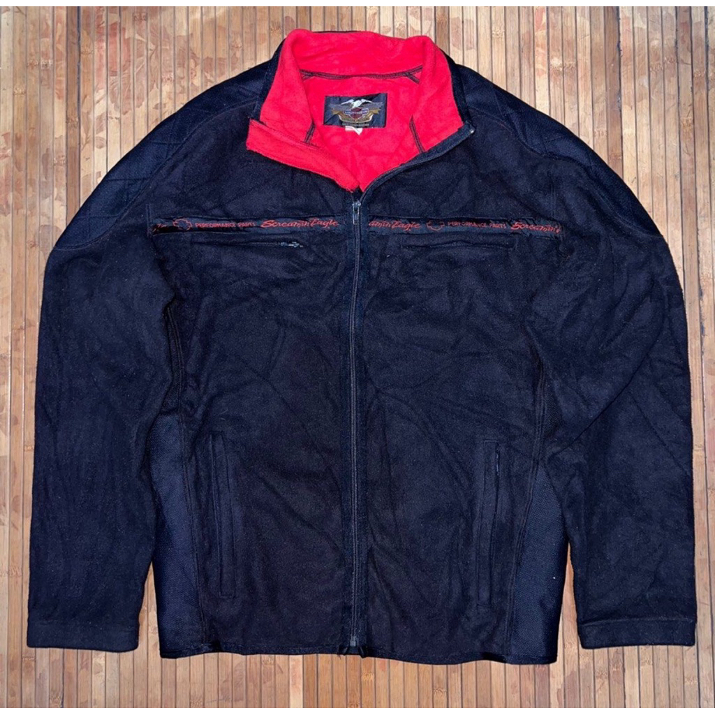 VINTAGE 2000s 3D EMBLEM HARLEY DAVIDSON TOURING ADVENTURE MOTORCYCLE FLEECE JACKET alpinestars yello