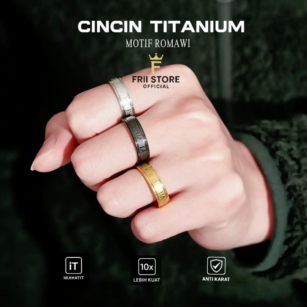 Cincin Titanium Original model Romawi - Cincin Titanium Pria wanita