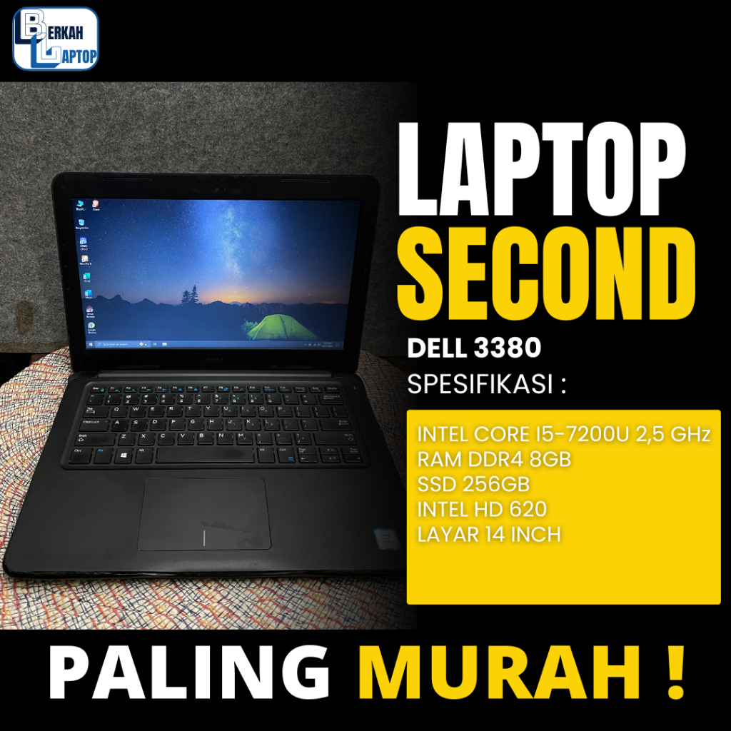 Laptop Dell 3380 intel core i5-7200u Ram8gb SSD 256