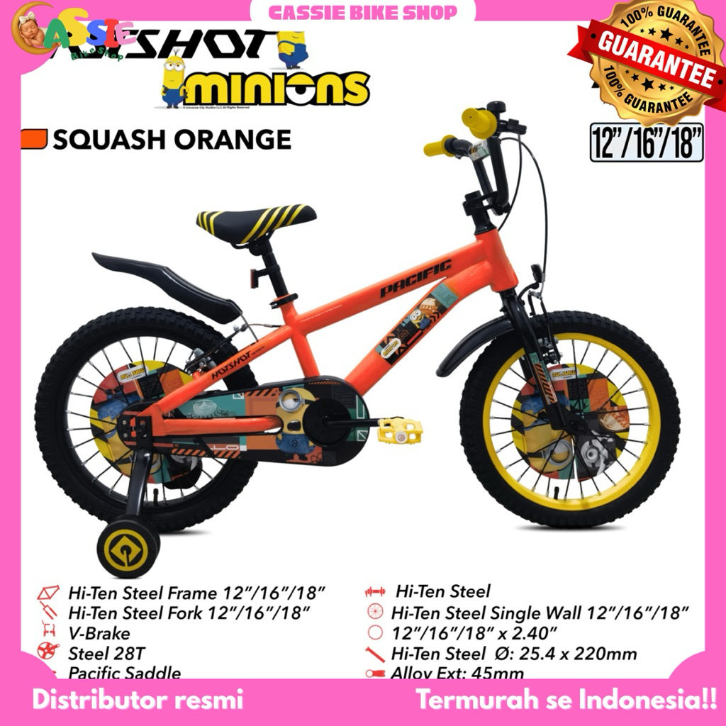 SEPEDA ANAK MINIONS pasific hotshot ukuran 16 18 anak umur 5-9 tahun