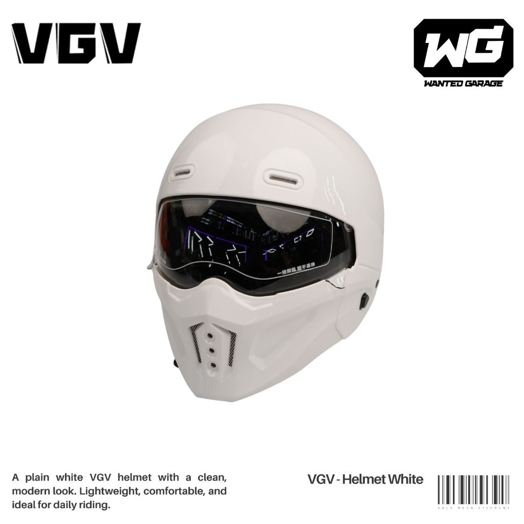 Helm VGV Full Face White – Helm Motor Racing Modern Double Visor