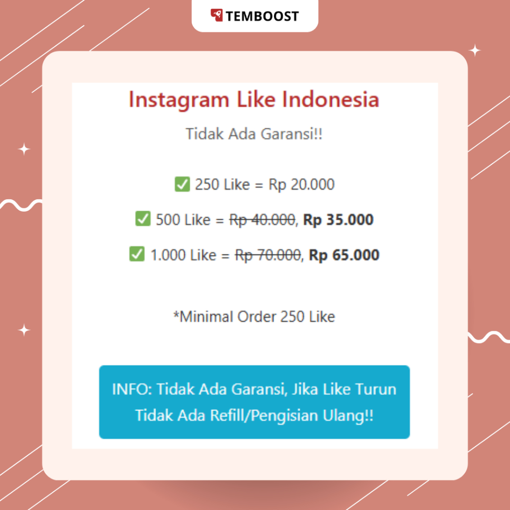 Jasa Like Instagram Indonesia & Bule – Real Like | Aman & Cepat | Temboost