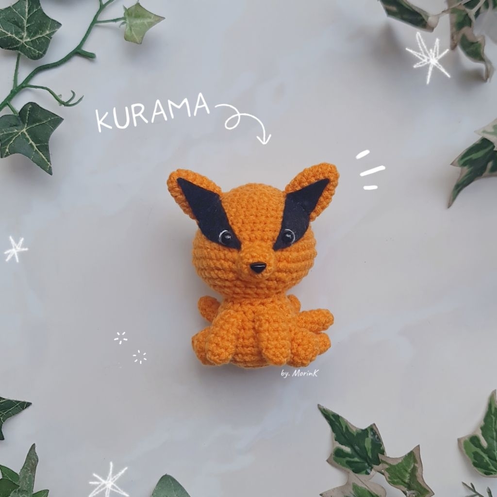 Naruto Kurama Kyuubi Crochet Amigurumi Keychain - Gantungan Kunci Boneka Rajut / Souvenir Hadiah