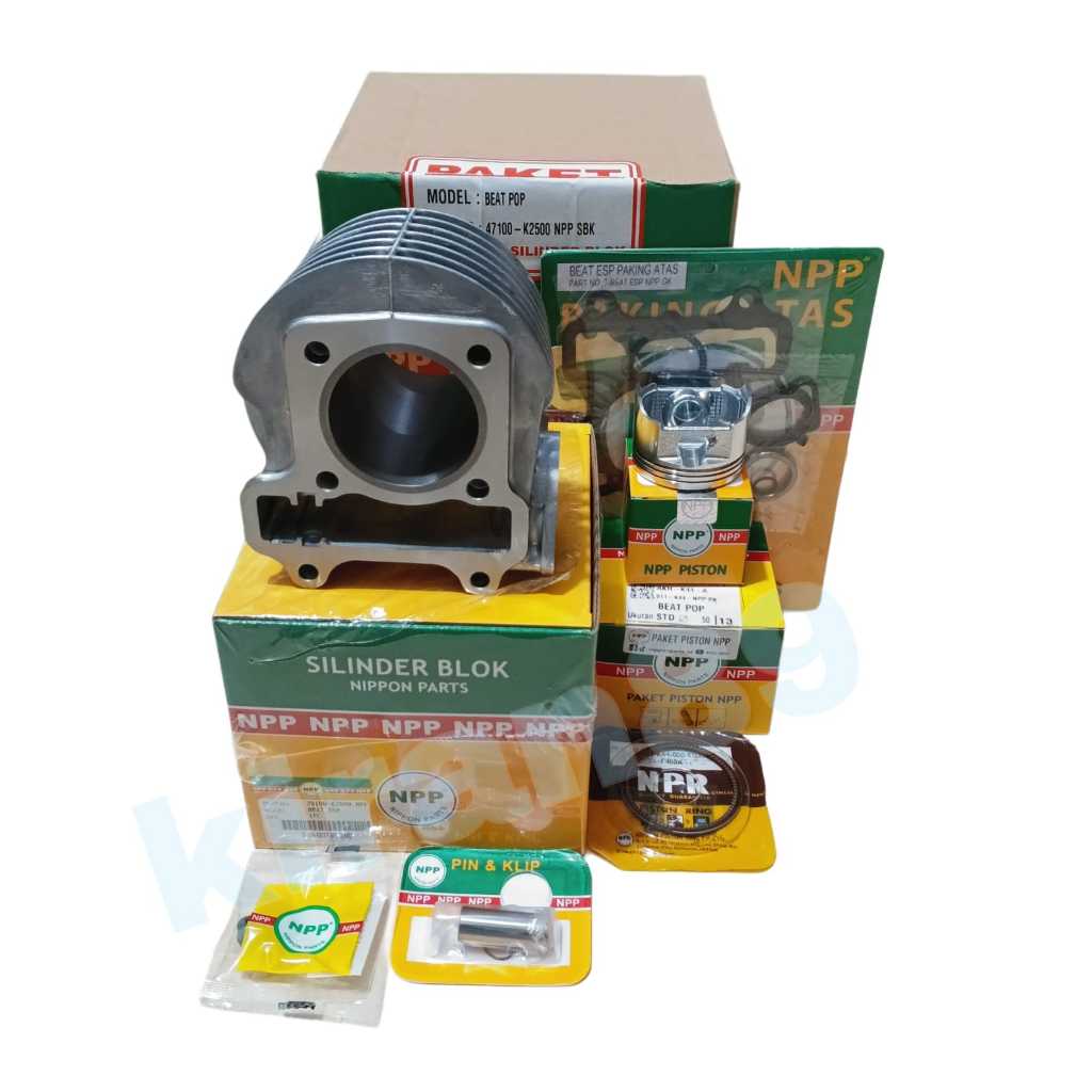 Blok seher boring silinder beat pop + topset seal klep + piston kit beat fi, beat street, vario 110 