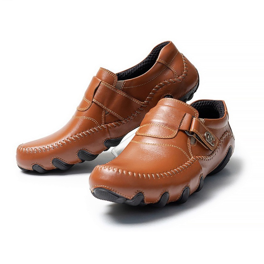 Sepatu Pria Kulit Asli Pantofel Casual Hitam Coklat Lokal Slip On