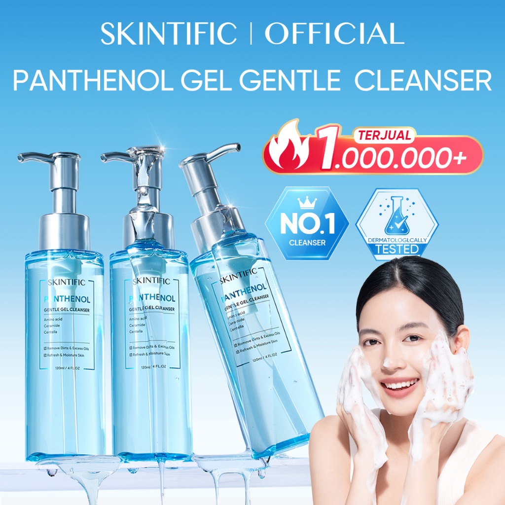 SKINTIFIC - Panthenol Gentle Gel Cleanser 120ml | Gentle Care Face Wash Oil Control Deep Clean Pembe