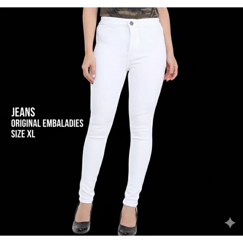 freloved EMBA jeans putih/white wanita Emba ladies original XL
