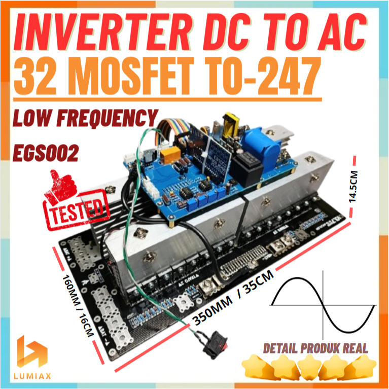 Power Inverter modul Pure Sine Wave EGS002 32 Mosfet TO-247 10000WATT 48V 10KW Penukar Inverter DC 1