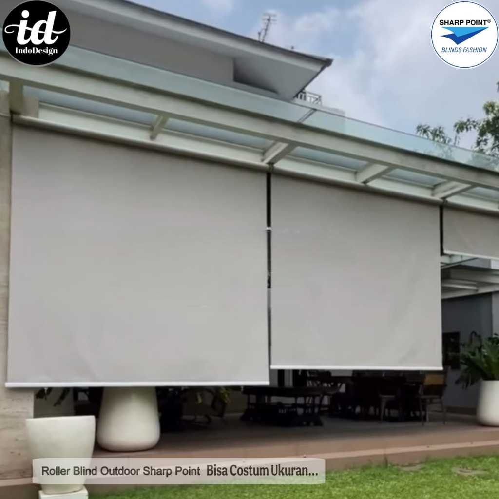Roller Blind Outdoor Rell Jumbo Lebar 2,5M+ Waterproof Anti Panas Hujan Tirai Balkon Teras Minimalis