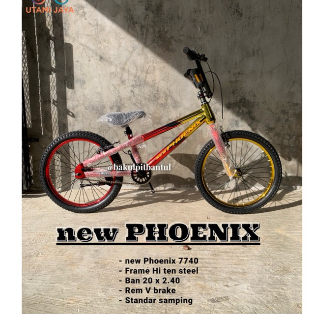 ( Kurir Cargo ) Sepeda Anak cowok BMX ring 20 New Phoenix 7740 rem V brake  ban 2.40 | Sepeda BMX ne