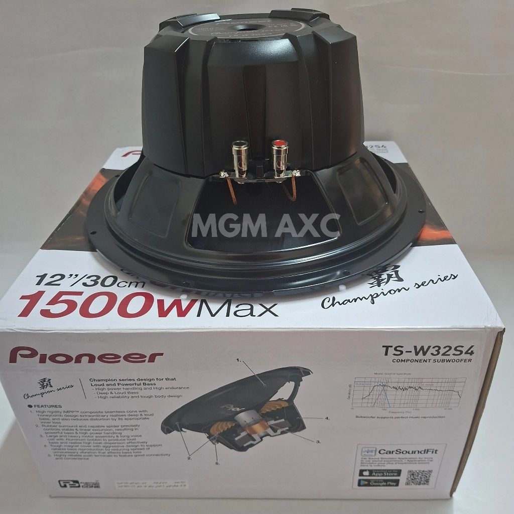 Subwoofer Mobil 12 Inch Pioneer TS-W32S4 Champion Series 500W RMS - Subwofer 12"