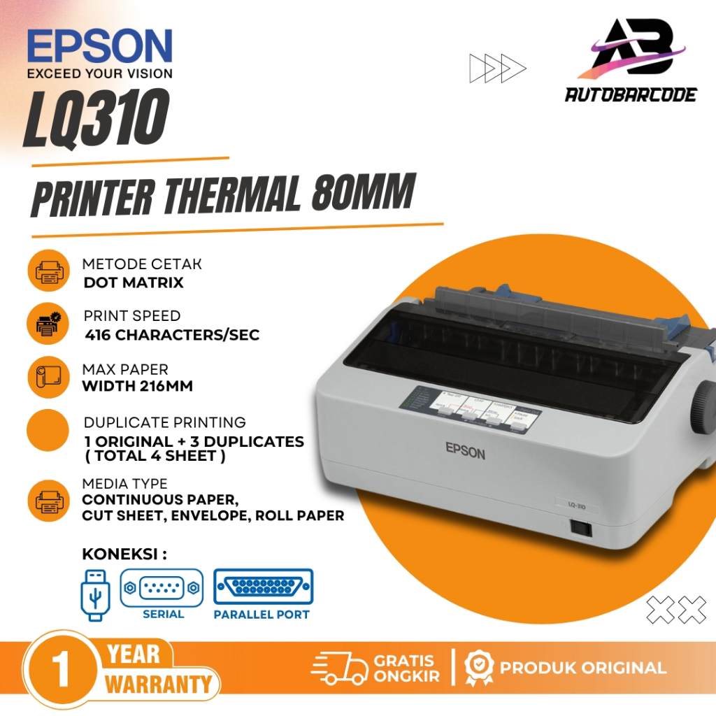 Printer Epson LQ310 Original Dot Matrix LQ 310 Dotmatrix LQ 310 Printer Rangkap Invoice Faktur Esc