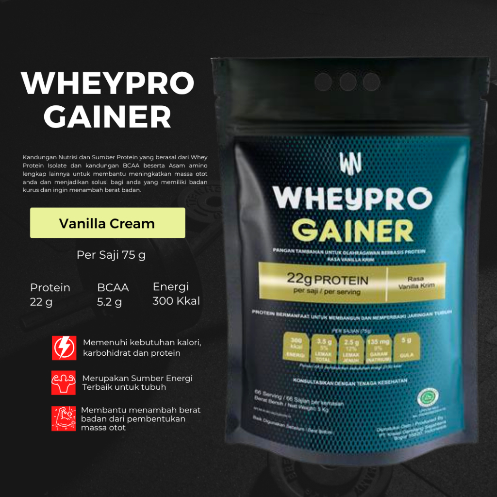 WHEYPRO NUTRITION - Whey Protein Gainer 5 kg