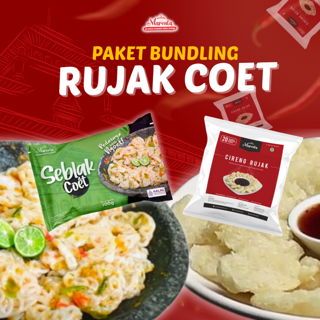 Marenta PAKET BUNDLING RUJAK COET (seblak coet + cireng rujak) - makanan instan pedas gurih khas ban