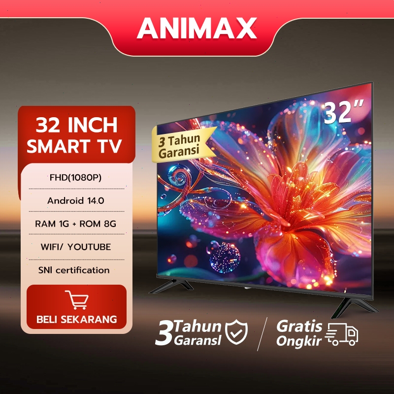 ANIMAX Smart LED 32 inch TV Smart TV Digital TV FHD Televisi Android 14.0