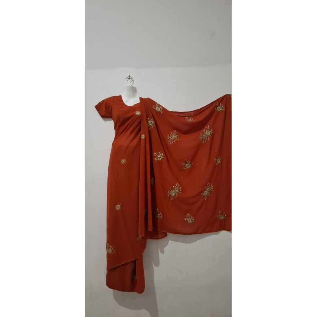 Sari sutra siffon lilit preloved model etnik india wanita