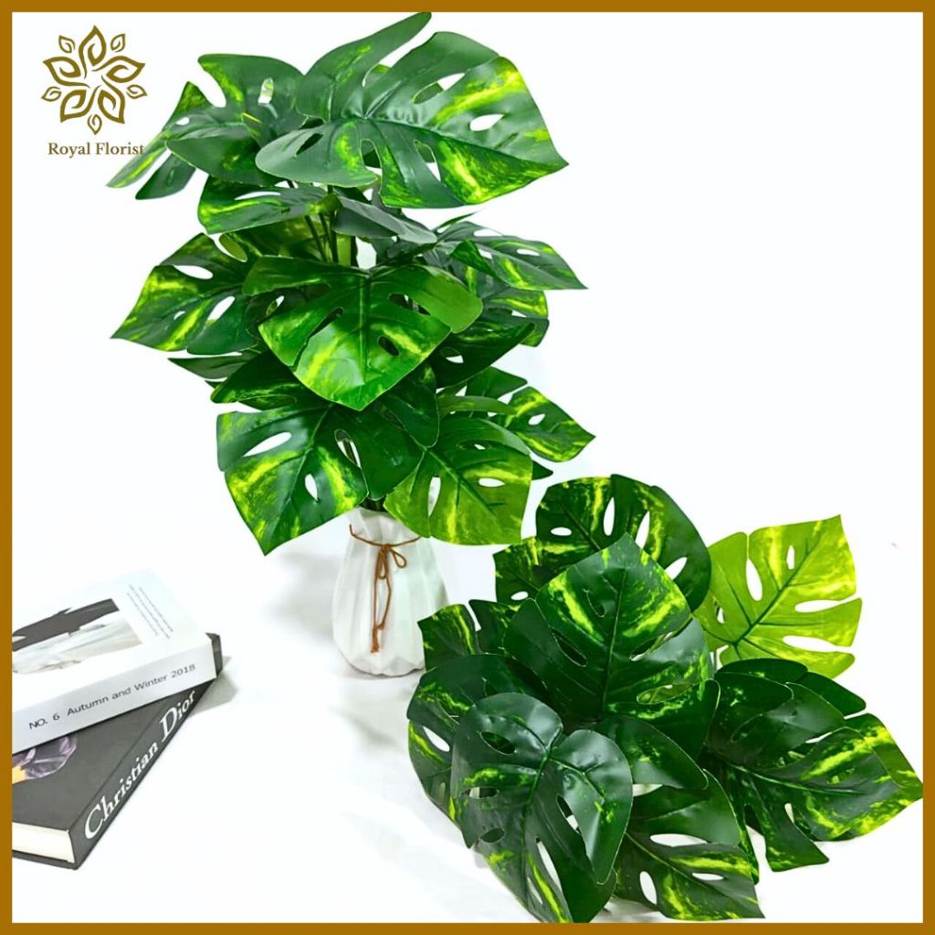 Tanaman Artificial Hias Talas Cabang 12 Jumbo Daun Artificial Dekorasi Ruangan Tanaman Daun Monster 