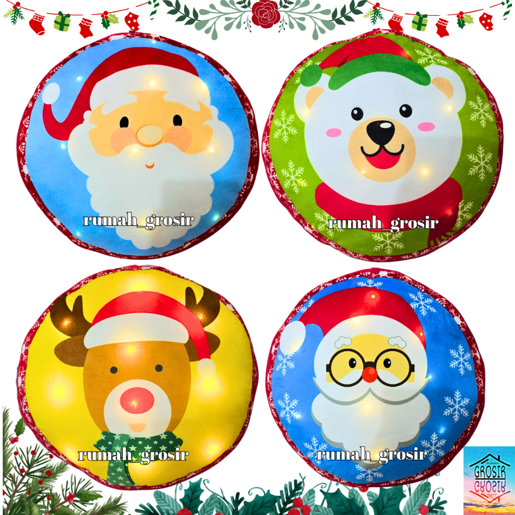 Bantal Boneka Natal Christmas Lampu LED