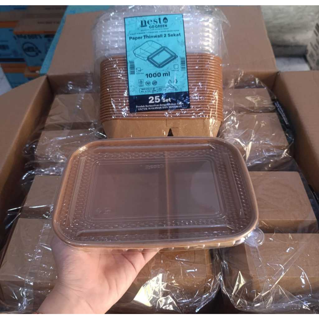 PAPER THINWALL SEKAT 2 1000ML KRAFT ISI 25 PCS / PAPER THINWALL 2 SEKAT 1000ML FOODSAFE ISI 25 SET