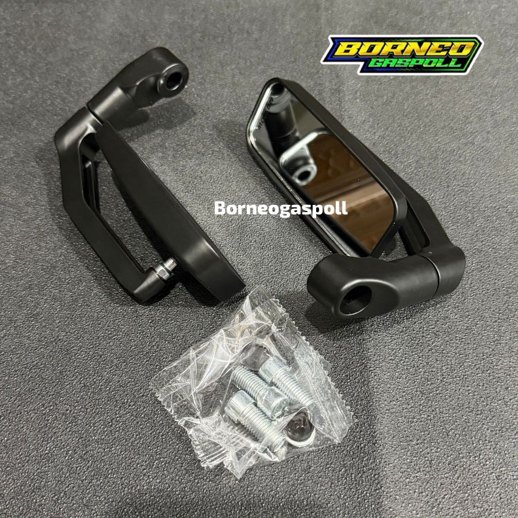HITAM Kaca Spion TANDUK Universal Motor / Spion Dapat Diputar 360 Derajat / Cermin putih
