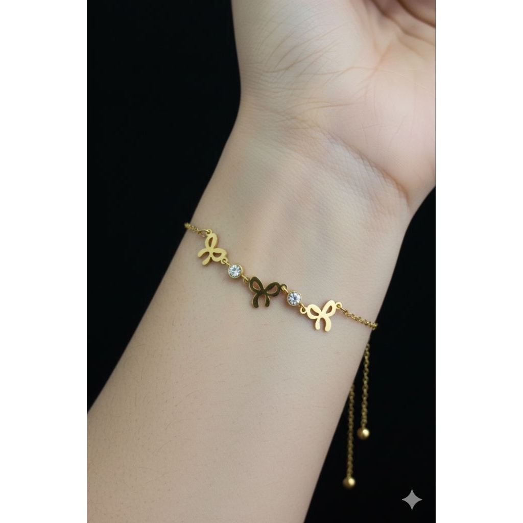 Gelang Serut Titanium Anti Karat Model Pita Mata Emboss 750