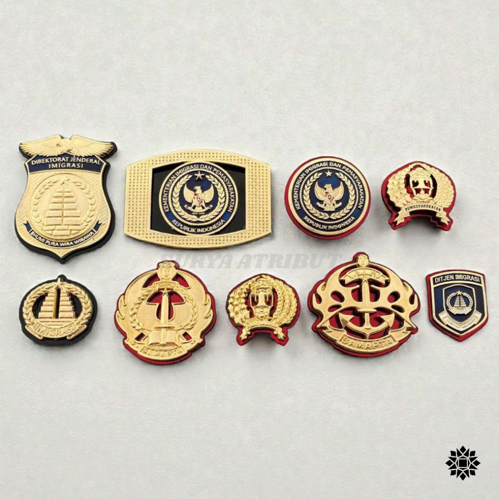 Atribut Pin/Brevet Kemenimipas Terbaru Alas Mika / Akrilik miror | Kewenangan Imigrasi | Pin Imigras