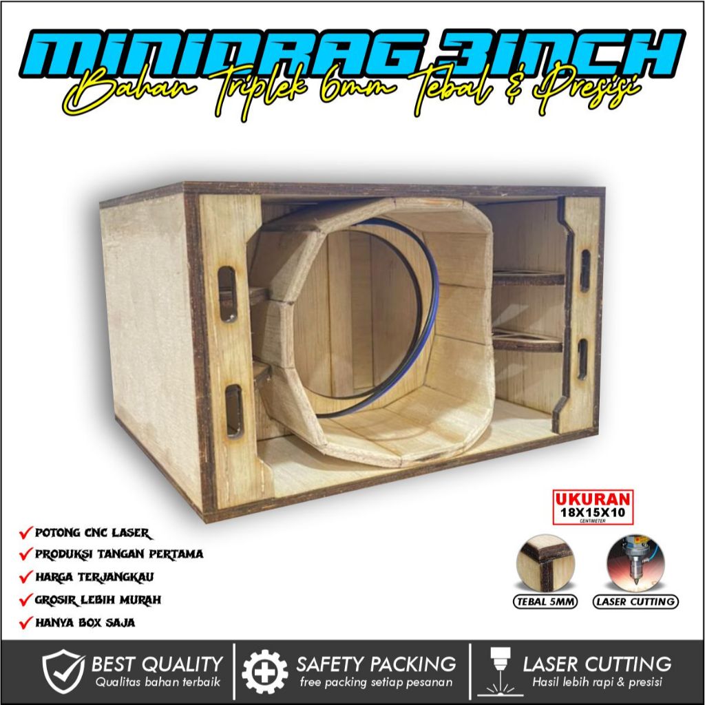 StarSign-Box Speaker Minidrag 3inch / Box Sound System Miniatur Triplek 5mm Tebal Laser Cutting