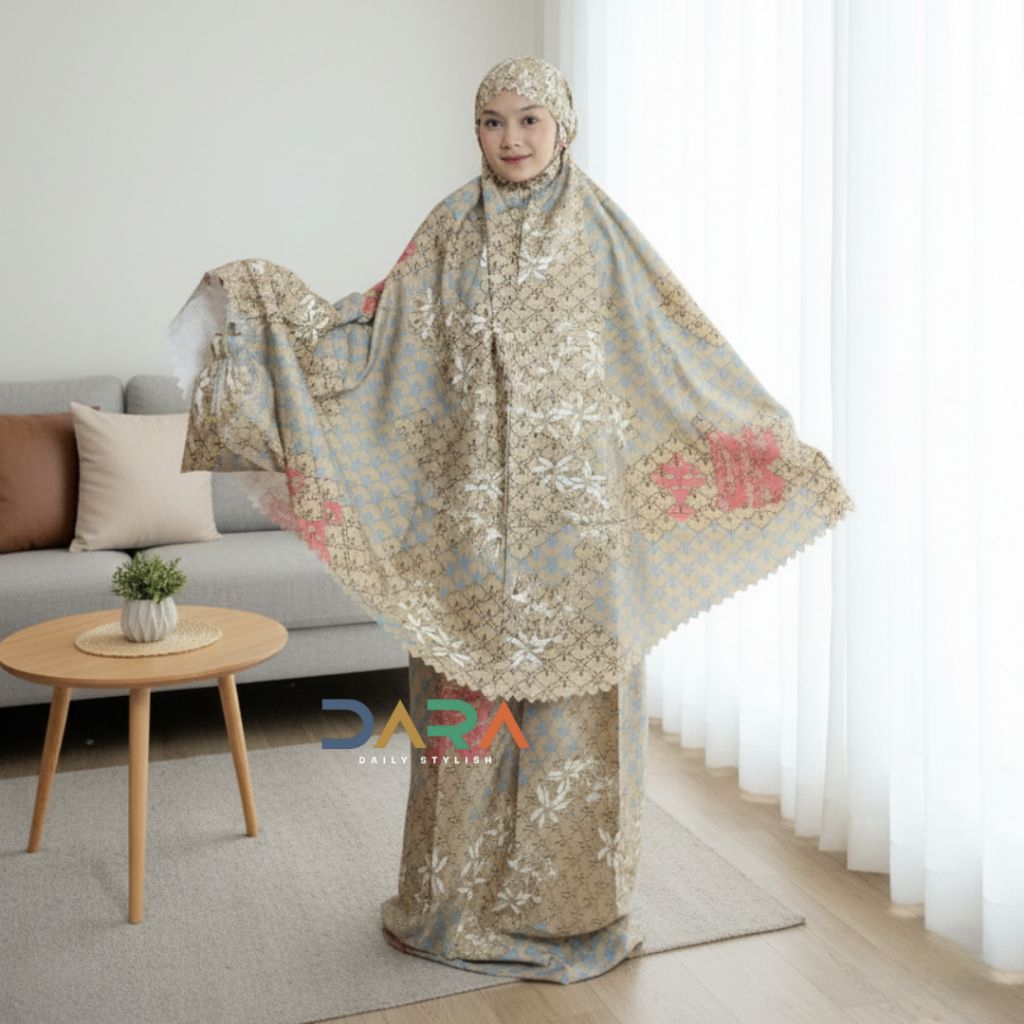 Mukena Remaja Aestetic 2in1 Resleting Laser Cut Katun Terbaru Motif Sisik Batik Max BB 60KG TB 155CM