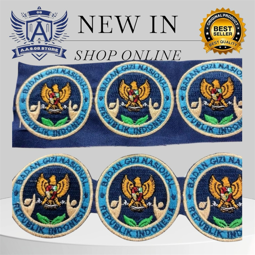 logo bordir BGN TERBARU emblem patch badan gizi nasional full benang pact bordir BGN