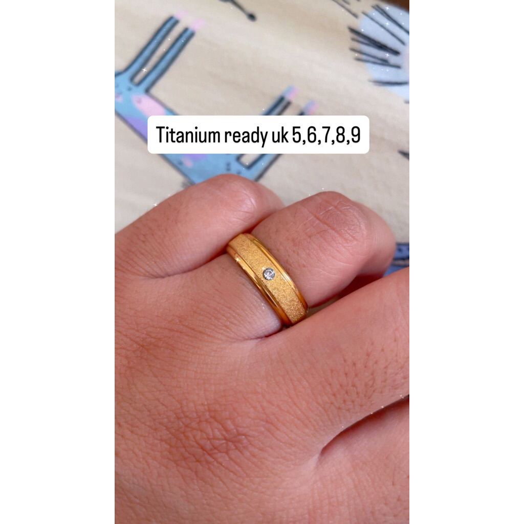cincin mata satu polos pasir titanium