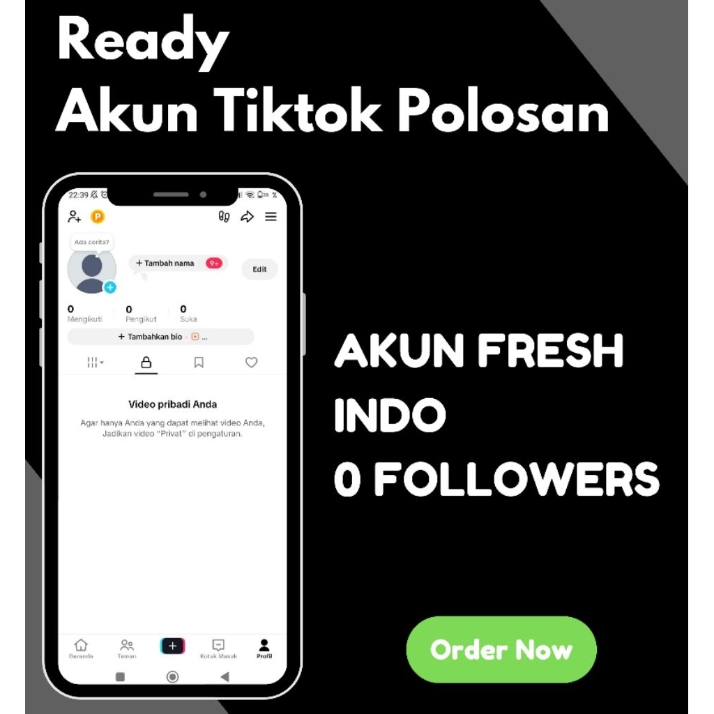 AKUN TIKTOK INDO FRESH 0 FOLLOWERS