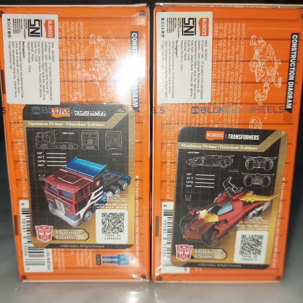 Blokees Wheels Transformers C01 Roll Out "RODIMUS PRIME TITANIUM, OPTIMUS PRIME TITANIUM, Optimus Pr