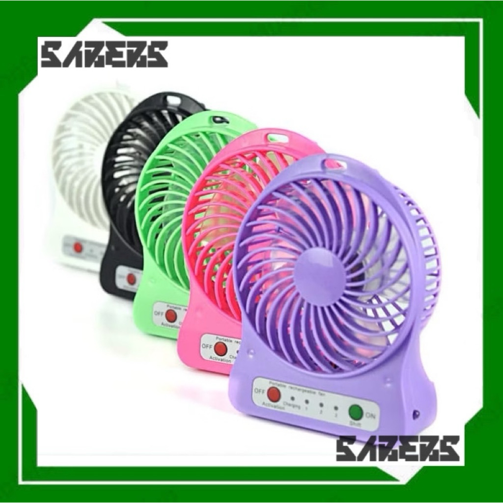 Kipas angin mini + lampu portable cas recharger charger powerbank
