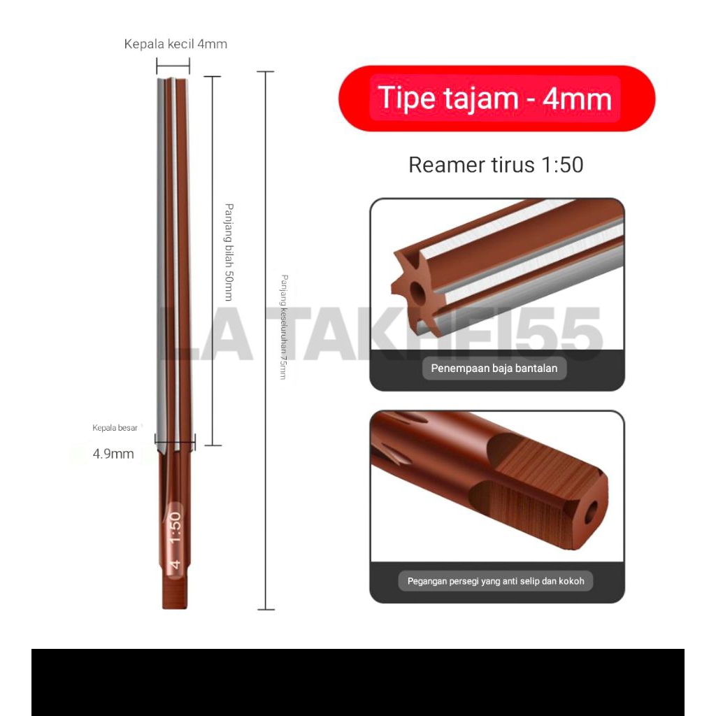 1pcs lemer rimer reamer tirus reamer pin 4mm 1:50 hss bukan carbide nachi