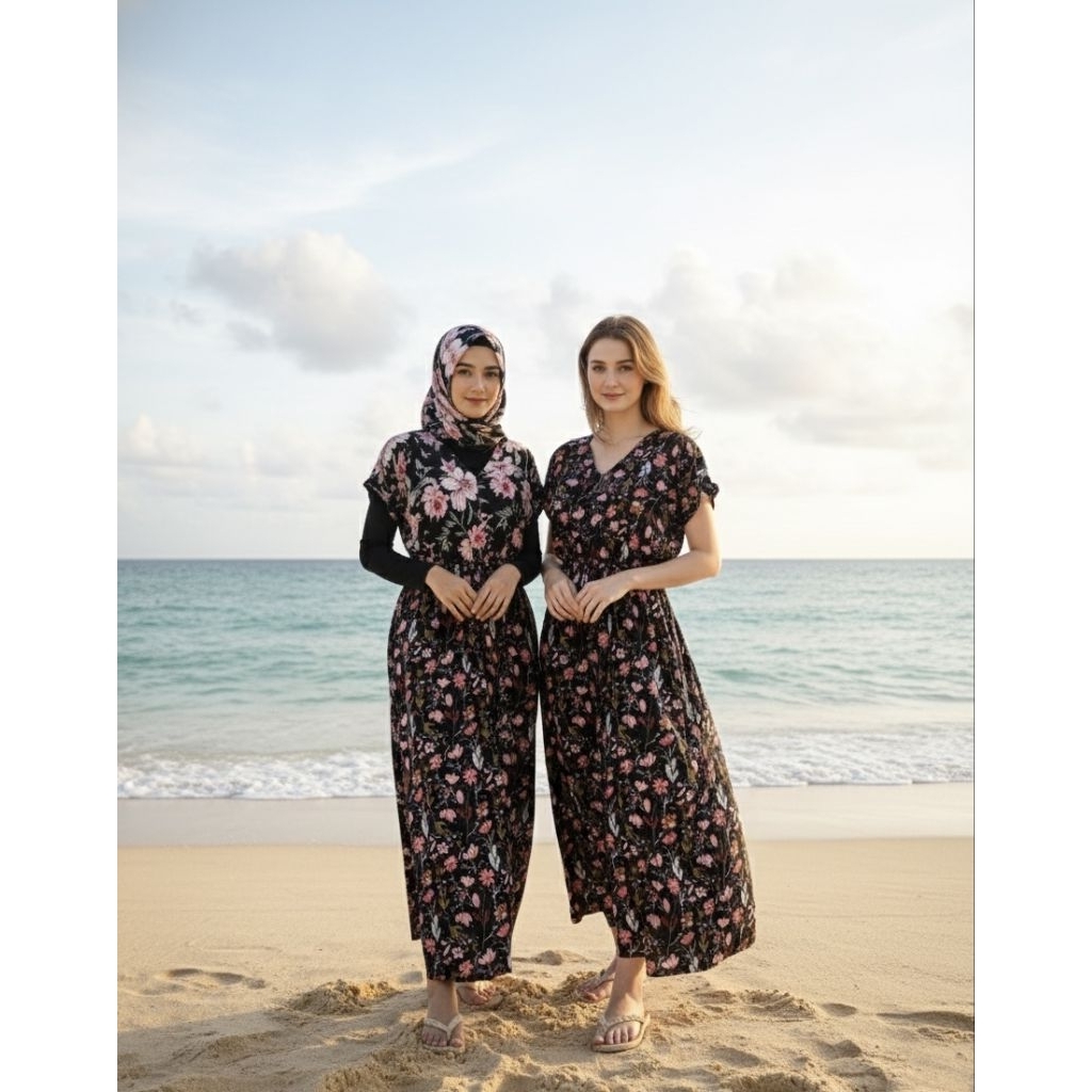 Dress Manohara Pangandaran Panjang/Dress Manohara Jumbo Adem/Daster Kekinian Rayon/Daster Manohara P