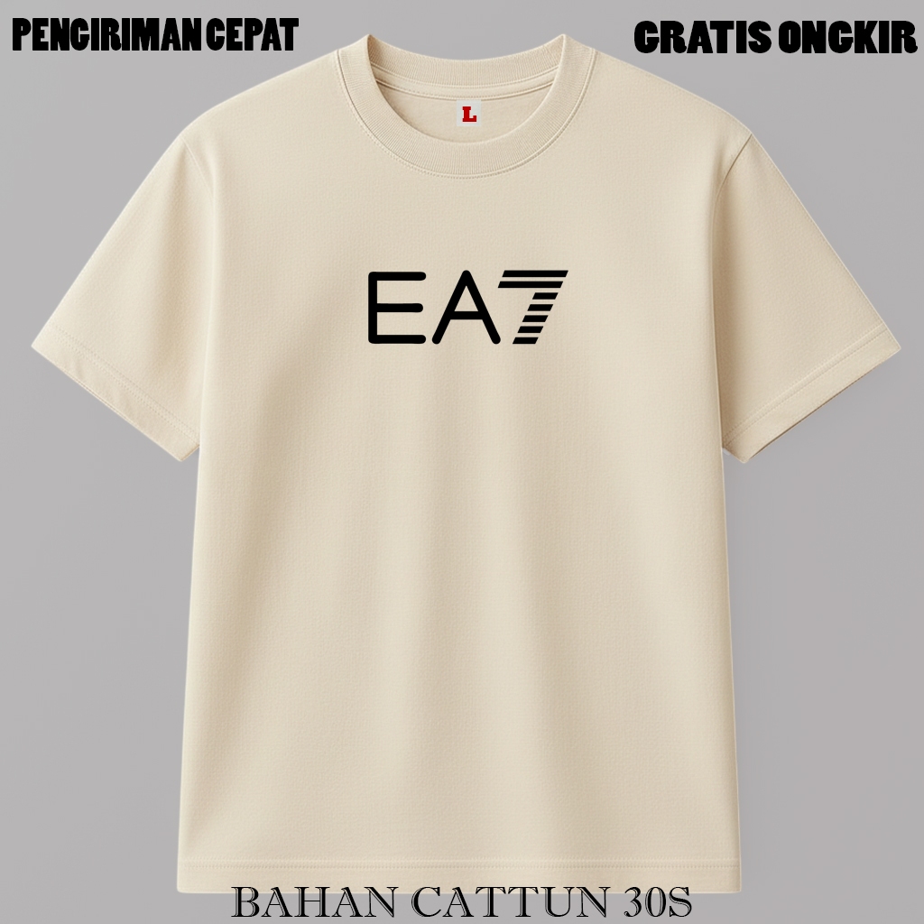 Promo Kaos Terbaru EA7 Hitam Tebal Kekinian Pria Wanita Korea Style | T-Shirt Termurah Kualitas Terb