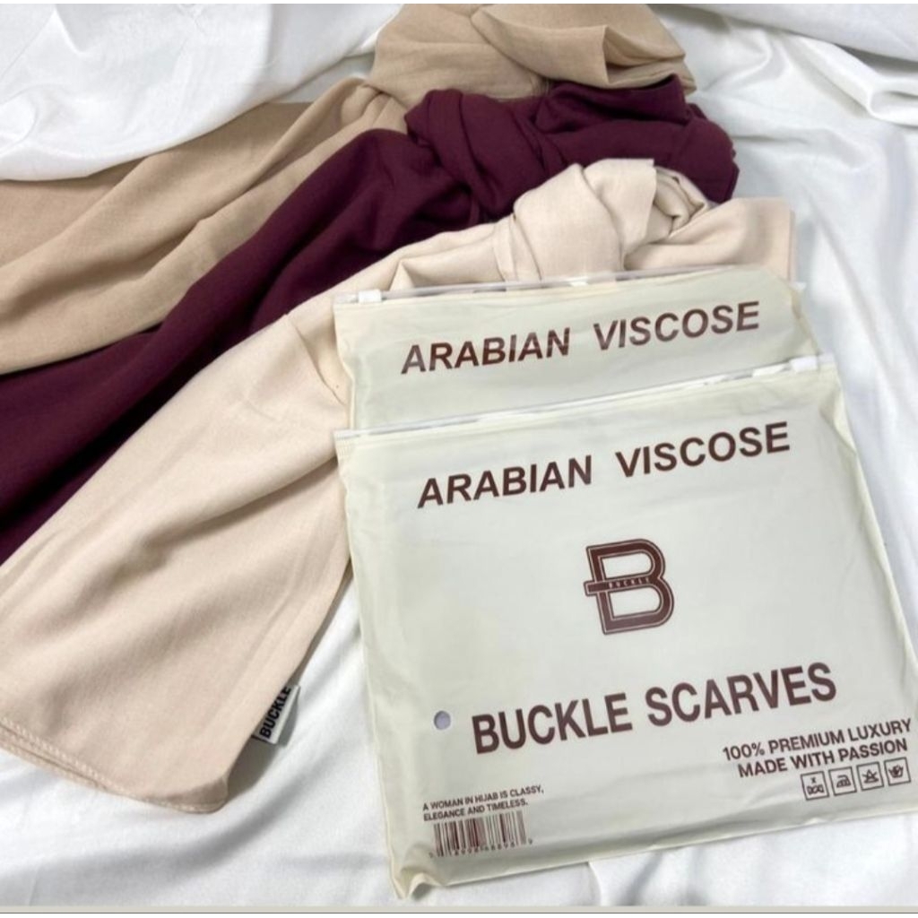 Kerudung Pashmina Arabian Viscose Buckle Scarves (FREE POUCH)