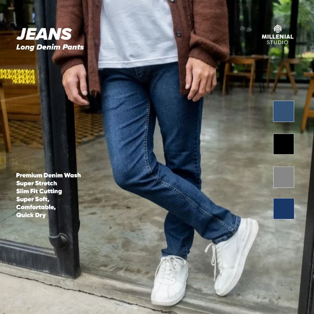 Millenial X Bapin Celana Panjang Jeans Pria Slimfit | Long Denim Pants Premium | Denim Pria Original