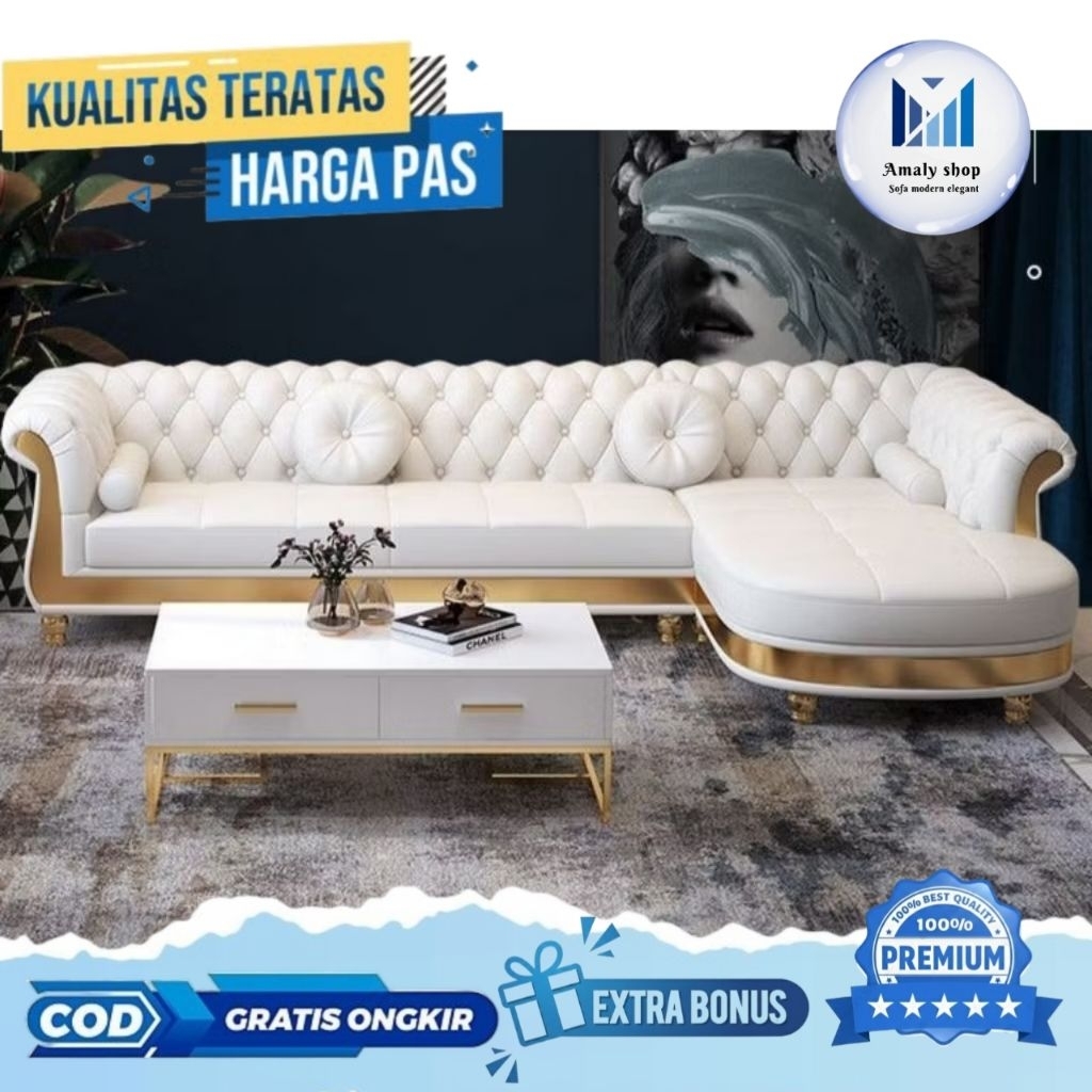 Sofa Letter L Minimalis Kursi Tamu Mewah Sofa Casterfield Kursi Jati