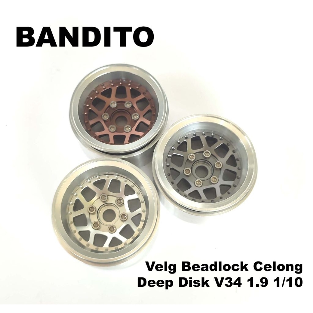 Bandito Velg Beadlock Celong Deep Disk V34 Silver 1.9 SCX10