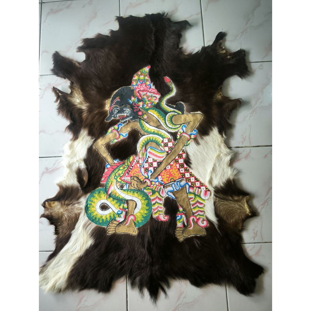 Lukisan Wayang Kulit Kambing Raden Brotoseno Ulo kulit kambing full body
